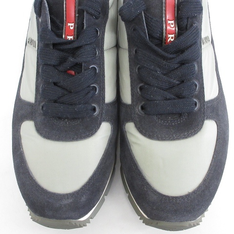 【中古】プラダスポーツ PRADA SPORT スニーカー ローカット ナイロン 4E2721 グリーン グレー ブラック 6 1/2 メンズ 中古】プラダスポーツ PRADA SPORT スニーカー ローカット ナイロン