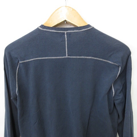【中古】シーピーカンパニー C.P.COMPANY ニット セーター 長袖 丸首 コットン 紺 ネイビー 3 ☆AA★ メンズ