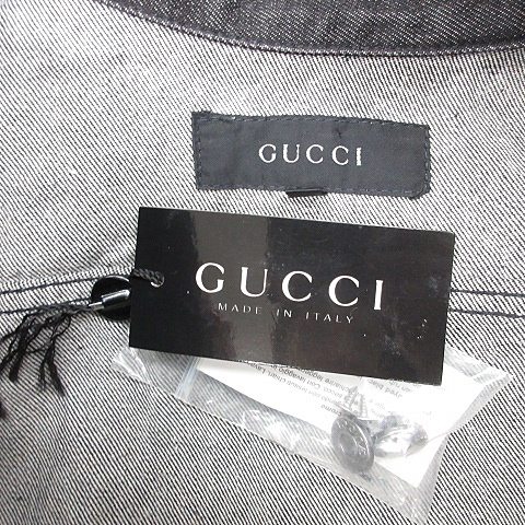 【中古】グッチ GUCCI ジャケット Gジャン 3rd サード デニム テープ 綿 黒 ブラック 40 レディース_2