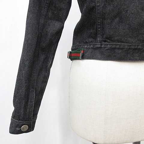 【中古】グッチ GUCCI ジャケット Gジャン 3rd サード デニム テープ 綿 黒 ブラック 40 レディース_7