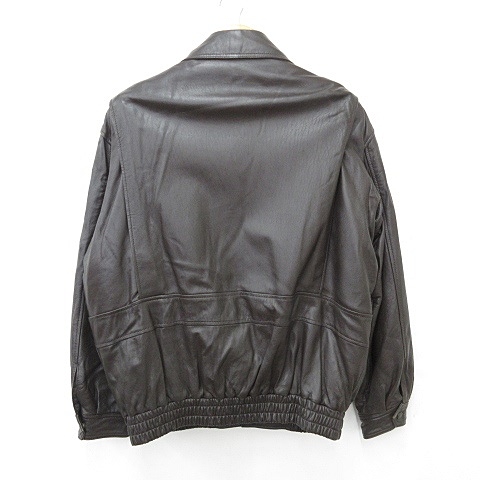 【中古】レザージャケット 革ジャン ブルゾン ジップアップ ステンカラー ラム革 柄裏地 茶 ブラウン L メンズ 中古】レザージャケット 革ジャン ブルゾン ジップアップ ステンカラー