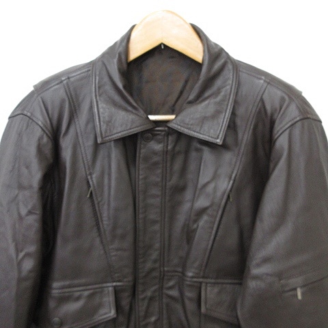 中古】レザージャケット 革ジャン ブルゾン ジップアップ ステンカラー