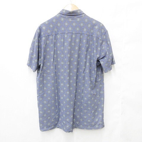 【中古】シーピーカンパニー C.P.COMPANY SPORTSWEAR ポロシャツ 半袖 ボタンダウン 総柄 ブルー グレー 緑 XXXL