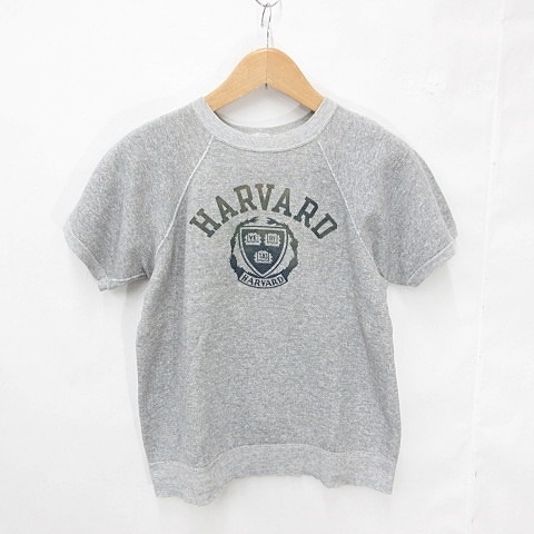 【中古】チャンピオン スウェット Vintage Vanjac ヴァン別注 半袖 丸首 カレッジプリント スウェット グレー M