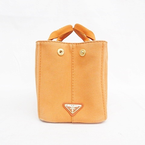 中古】プラダ PRADA カナパ S ミニ トートバッグ キャンバス オレンジ