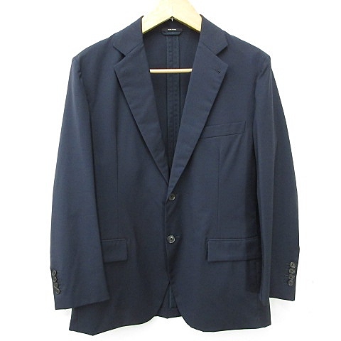 【中古】エルメス HERMES スーツ セットアップ ジャケット テーラード パンツ スラックス 裏無 ウール ネイビー 紺 46