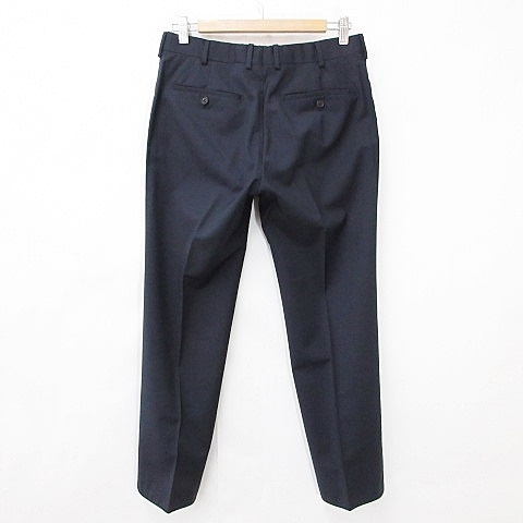 【中古】エルメス HERMES スーツ セットアップ ジャケット テーラード パンツ スラックス 裏無 ウール ネイビー 紺 46