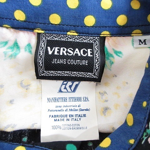 【中古】ヴェルサーチジーンズ VERSACE JEANS COUTURE シャツ カジュアルシャツ 長袖 総柄 コットン マルチカラー Ｍ_2