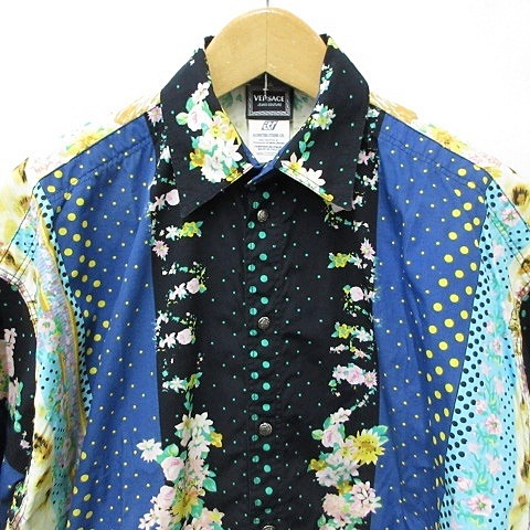 【中古】ヴェルサーチジーンズ VERSACE JEANS COUTURE シャツ カジュアルシャツ 長袖 総柄 コットン マルチカラー Ｍ_3