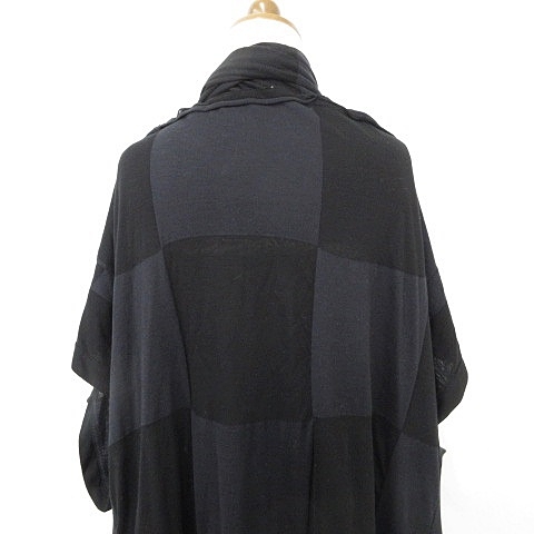 【中古】ワイズ Y's カットソー カーディガン ジャケット ロング 半袖 チェック 黒 グレー ブラック 2 レディース_5