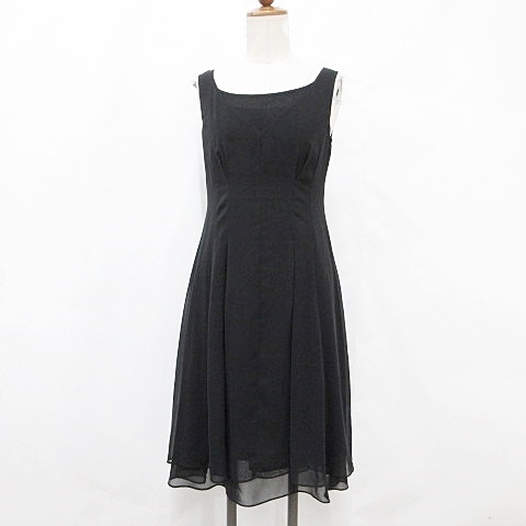 【中古】シビラ SYBILLA ワンピース ロング ノースリーブ クルーネック インナーキャミワンピ 黒 ブラック M レディース