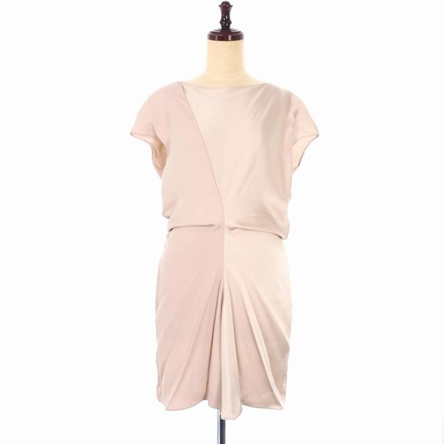 【中古】未使用品 マルニ MARNI 18SS 切替 フレンチスリーブ チュニック ワンピース 膝丈 38 ピンク TTMAW10Q00