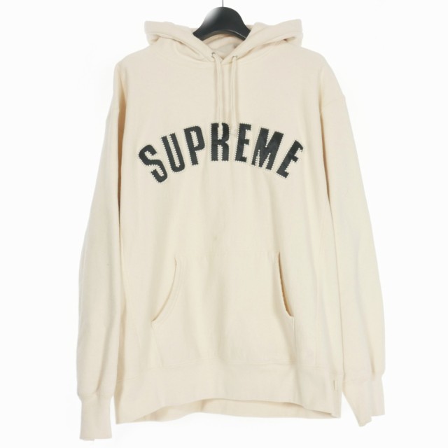 シュプリーム SUPREME パールロゴ アーチロゴ フーディー L 白-