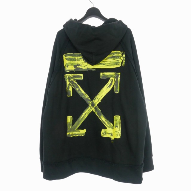 【中古】オフホワイト OFF WHITE 19AW バックプリント パーカー フーディー プルオーバー ペンキ アロー ロゴ M 黒｜au PAY  マーケット