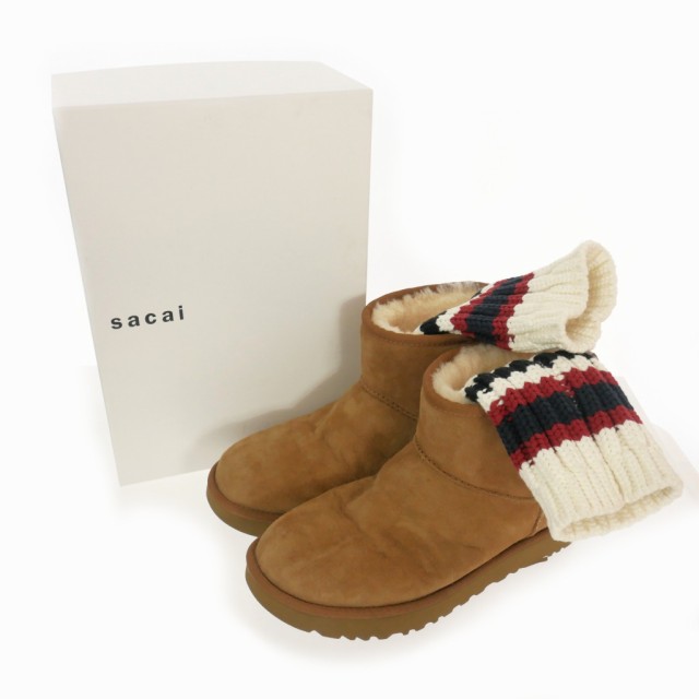 【中古】サカイ sacai ugg アグ ニット クラシック ミニ 2 ムートンブーツ ショートブーツ 25cm ブラウン 茶｜au PAY マーケット