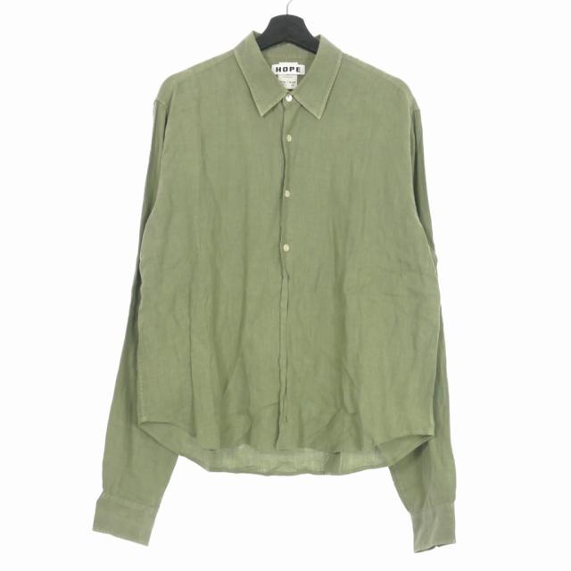 【中古】ホープ HOPE petit new standard レギュラーカラー シャツ 長袖 50 緑 グリーン 92 764 814 メンズ