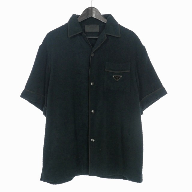 PRADA プラダ 22SS Terry Bowling Shirt トライアングルロゴプレートテリーボウリング半袖シャツ SC559 S212 1ZR3 ホワイト