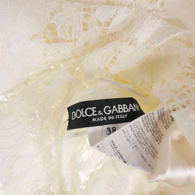 【中古】ドルチェ&ガッバーナ ドルガバ DOLCE&GABBANA レース刺繍 ノースリーブシャツ ブラウス 38 ホワイト 白｜au PAY  マーケット