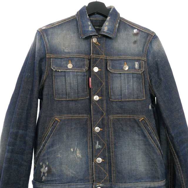 中古】ディースクエアード DSQUARED2 ダメージ加工 デニムジャケット G