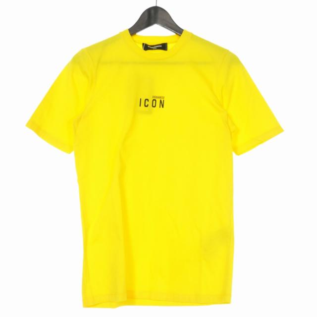 【中古】ディースクエアード DSQUARED2 21SS ICONロゴプリントTシャツ カットソー 半袖 XXS イエロー 黄 S80GC0015