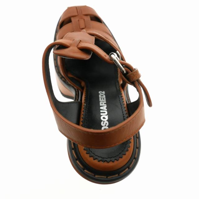 【中古】ディースクエアード DSQUARED2 22SS レザープラットフォームサンダル 牛革 38 ブラウン 茶 S83HS0191 中古】ディースクエアード DSQUARED2 22SS レザープラットフォーム