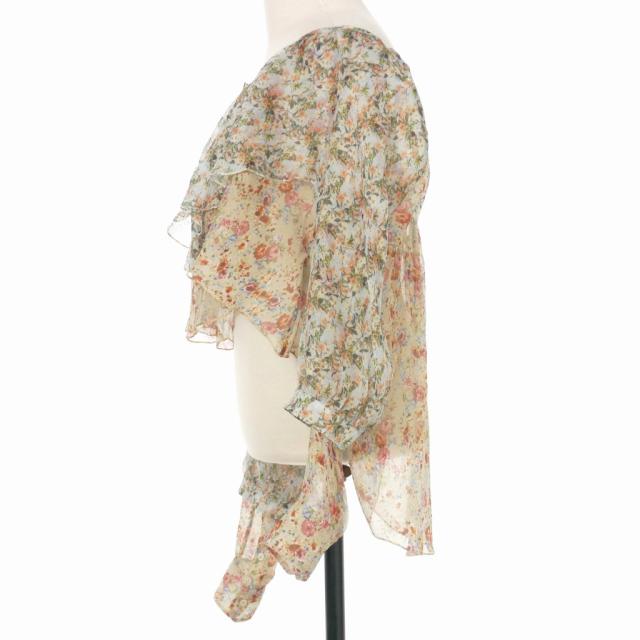 ディースクエアード DSQUARED2 22SS シアー 花柄 レイヤードシャツ ブラウス 長袖 ボタン 38 グリーン 緑 SD72DL0699 国内正規 レディース 中古】ディースクエアード DSQUARED2 22SS シアー 花柄