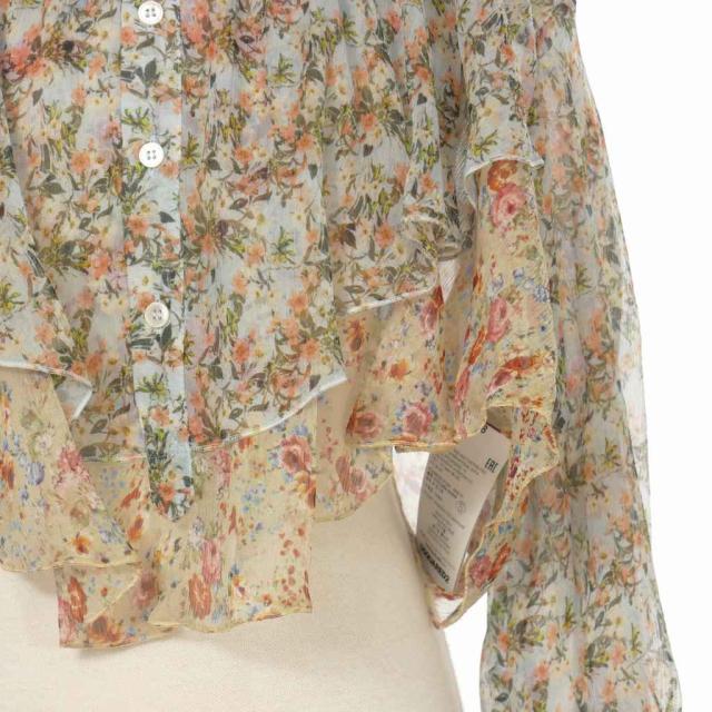 ディースクエアード DSQUARED2 22SS シアー 花柄 レイヤードシャツ ブラウス 長袖 ボタン 38 グリーン 緑 SD72DL0699 国内正規 レディース 中古】ディースクエアード DSQUARED2 22SS シアー 花柄