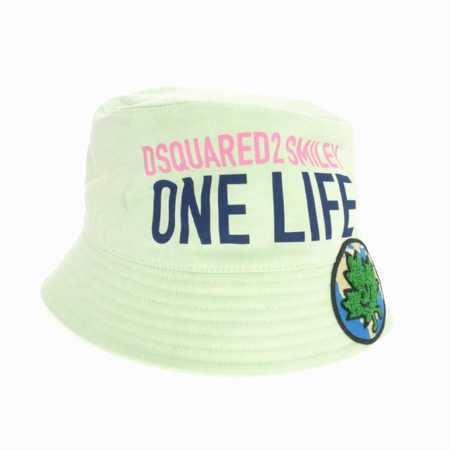 【中古】未使用品 ディースクエアード DSQUARED2 21AW ONE LIFE ONE PLANET バケットハット 帽子 L グリーン 緑