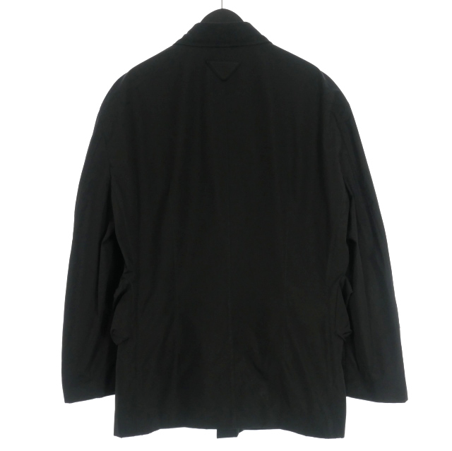 【中古】プラダ PRADA 24SS シングルブレスト コットンジャケット ブルゾン マルチポケット 長袖 48R ブラック UGI267