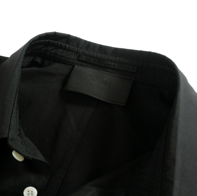 【中古】プラダ PRADA 24SS シングルブレスト コットンジャケット ブルゾン マルチポケット 長袖 48R ブラック UGI267