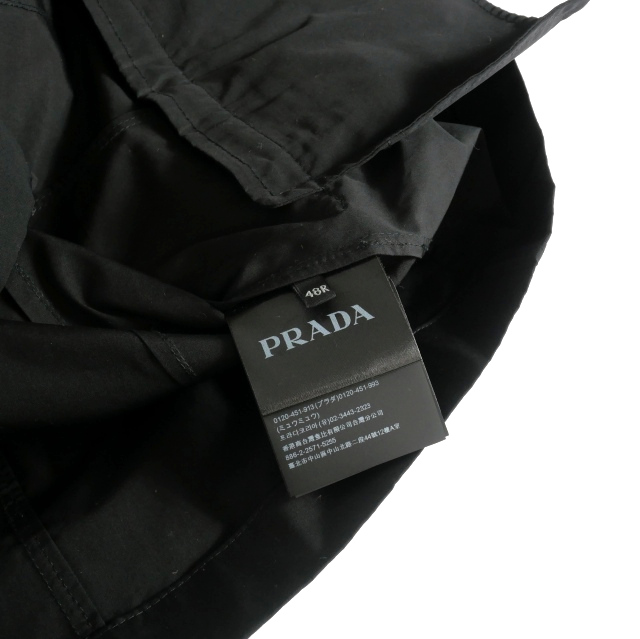 【中古】プラダ PRADA 24SS シングルブレスト コットンジャケット ブルゾン マルチポケット 長袖 48R ブラック UGI267