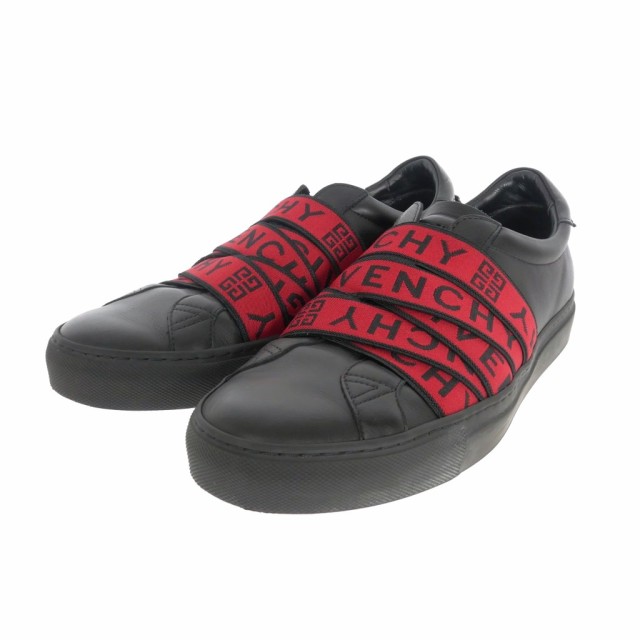 【中古】ジバンシィ GIVENCHY アーバンストリート ベルトロゴ  レザー ローカットスニーカー 靴 40 ブラック 黒の通販は 14,016円