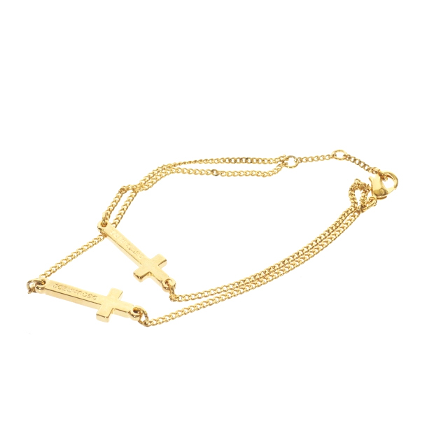 【中古】未使用品 ディースクエアード DSQUARED2 Jesus Bracelets 2連クロスチェーン ブレスレット アクセサリー M