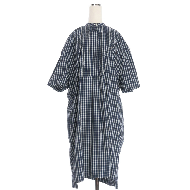 【中古】ルッツヒュエル LUTZ HUELLE チェック柄 オーバーサイズ シャツワンピース ドレス ネイビー LZ-S21-0000-463の通販は 5,848円