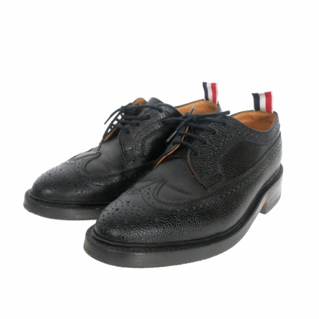 【中古】トムブラウン THOM BROWNE Longwing ウイングチップ ブローグシューズ 革靴 US6 ブラック 黒 メンズ