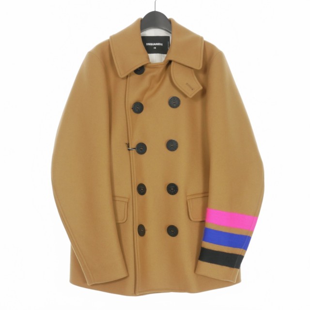 【中古】未使用品 ディースクエアード DSQUARED2 22AW ダブルブレスト バージンウール Pコート ジャケット 48 茶