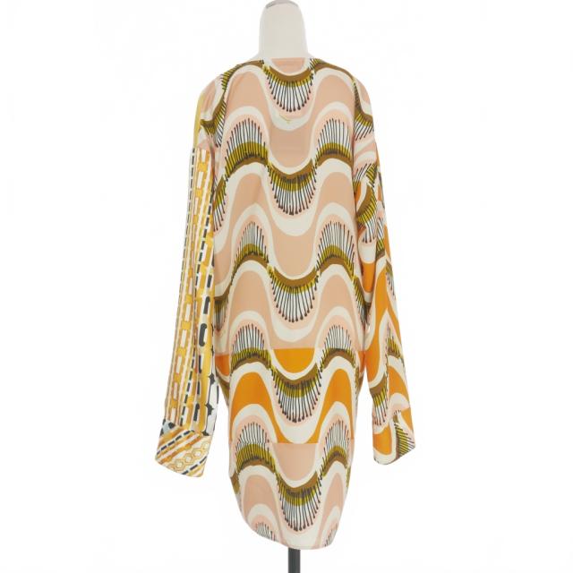 【中古】未使用品 ディースクエアード DSQUARED2 22AW 総柄 チュニック シャツ ブラウス 長袖 38 マルチカラー