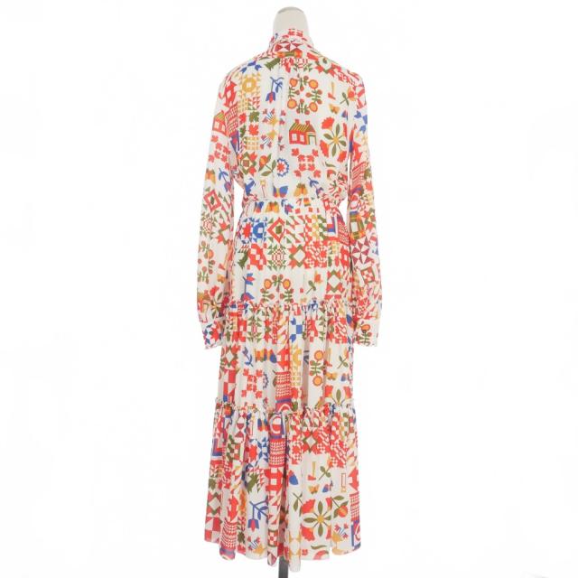 【中古】未使用品 ディースクエアード DSQUARED2 22AW 総柄 シャツワンピース ドレス 36 ホワイト/マルチカラー 白 中古】未使用品 ディースクエアード DSQUARED2 22AW 総柄 シャツ