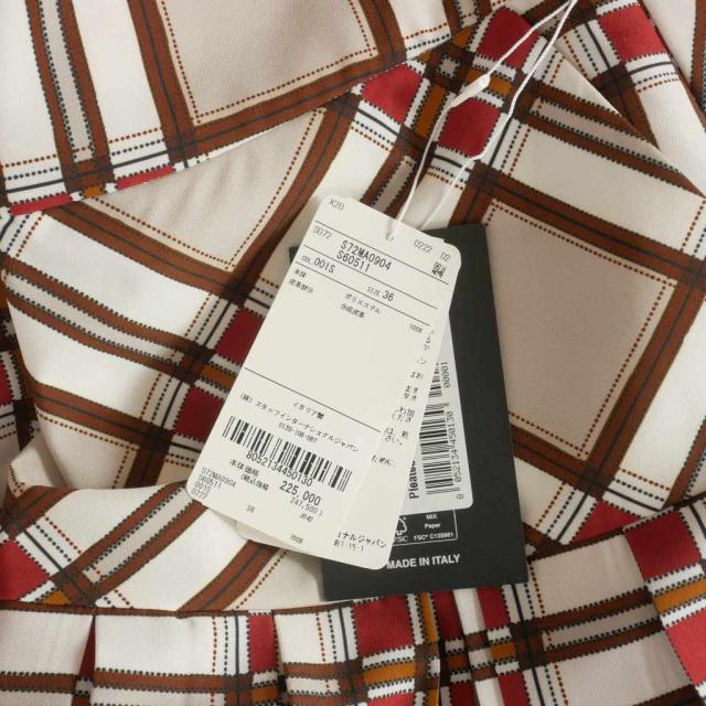 【中古】未使用品 ディースクエアード DSQUARED2 22AW チェック プリント フレアロングスカート 36 ブラウン 茶_5