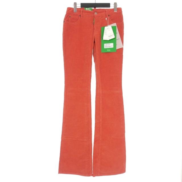 【中古】未使用品 ディースクエアード DSQUARED2 22AW Mid Waist コーデュロイ フレアパンツ 38 赤 レッド S73LA0266