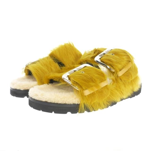 【中古】	 未使用品 ディースクエアード 22AW ROCK YOUR ROAD SANDALS レザー フラットサンダル 靴 35 ライム