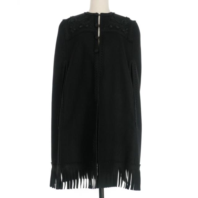 【中古】ディースクエアード DSQUARED2 22AW フリンジケープコート ジャケット 40 ブラック 黒 S75AM0897 国内正規の通販は 16,416円