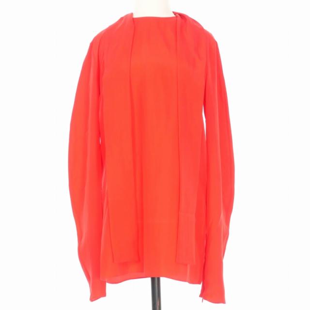 【中古】未使用品 ディースクエアード DSQUARED2 22AW リボンタイ シルクシャツ ブラウス 長袖 38 レッド S72NC1004