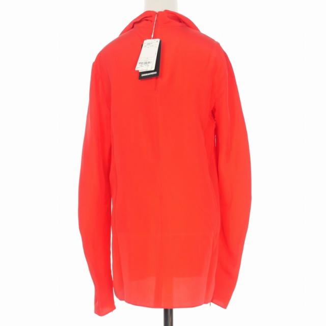 未使用品 ディースクエアード DSQUARED2 22AW リボンタイ シルクシャツ ブラウス 長袖 36 レッド 赤 S72NC1004 国内正規 レディース 中古】未使用品 ディースクエアード DSQUARED2 22AW リボンタイ