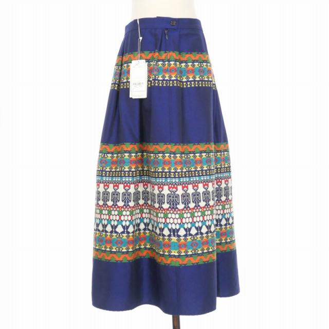 【中古】ディースクエアード DSQUARED2 22AW ネイティブ柄 刺繍 ロングスカート 38 紺 S75MA0830 国内正規 レディースの通販は 16,416円