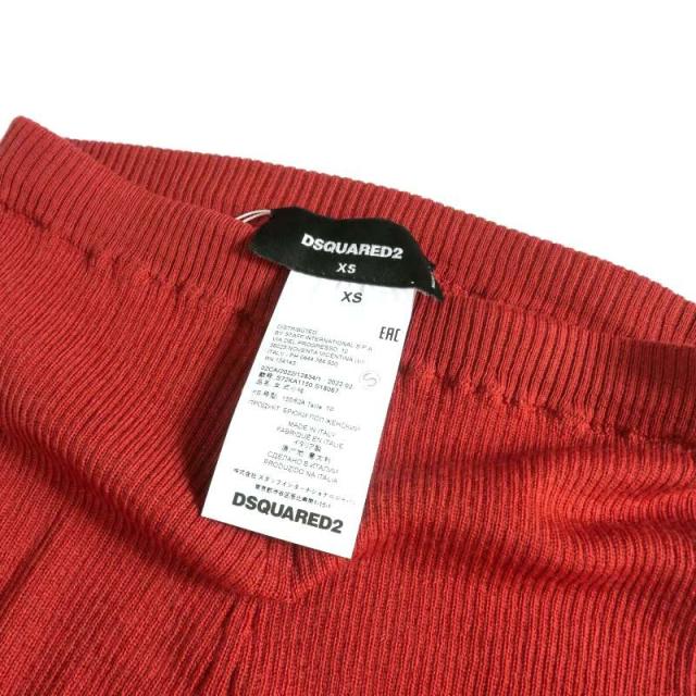 【中古】ディースクエアード DSQUARED2 22AW ニットワイドパンツ レギンス XS レッド 赤 S72KA1150 国内正規 中古】ディースクエアード DSQUARED2 22AW ニットワイドパンツ