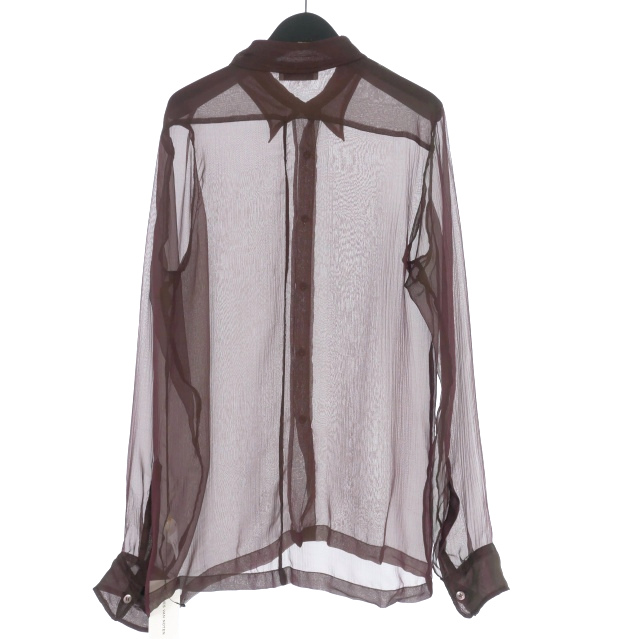 【中古】未使用品 ドリスヴァンノッテン DRIES VAN NOTEN 24SS Congreve ロングスリーブ シルクシャツ 44 ボルドー_1