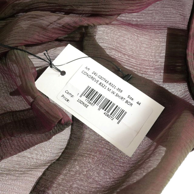 【中古】未使用品 ドリスヴァンノッテン DRIES VAN NOTEN 24SS Congreve ロングスリーブ シルクシャツ 44 ボルドー_5