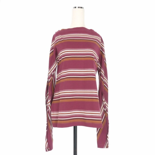 【中古】マルニ MARNI 22AW インサイドアウト ボートネックカットソー Tシャツ 長袖 40 バーガンディ 赤 THJE0267A0