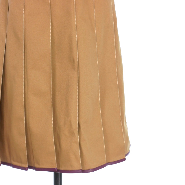 【中古】マルニ MARNI 22AW レザーパイピング 筋目スコート 40 ベージュ GOMA0465F1 国内定まり レディース